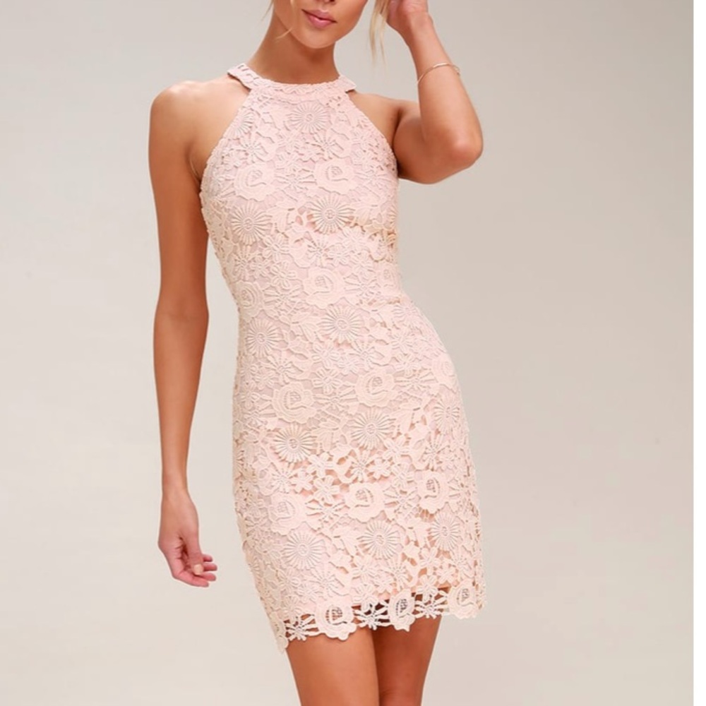 Lulu’s Blush Pink Lace Mini Dress